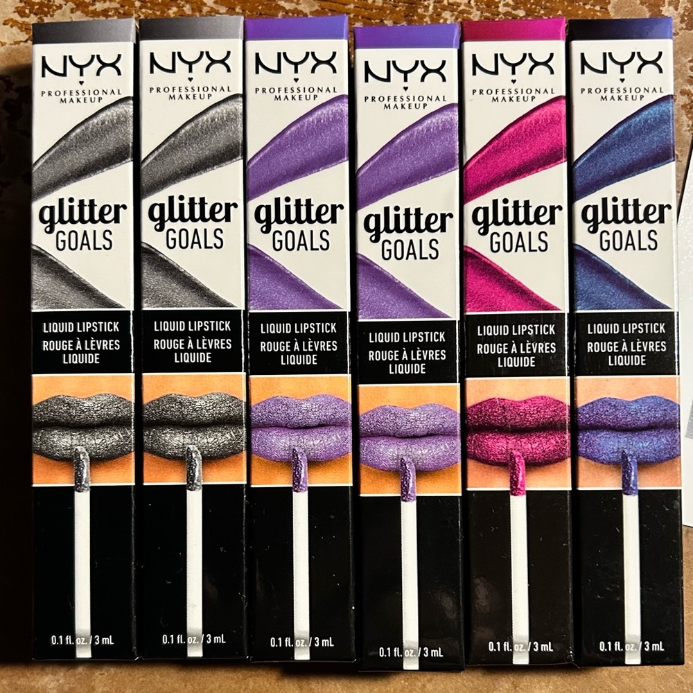 NYX Silver Purple Lipstick Set Glitter Makeup